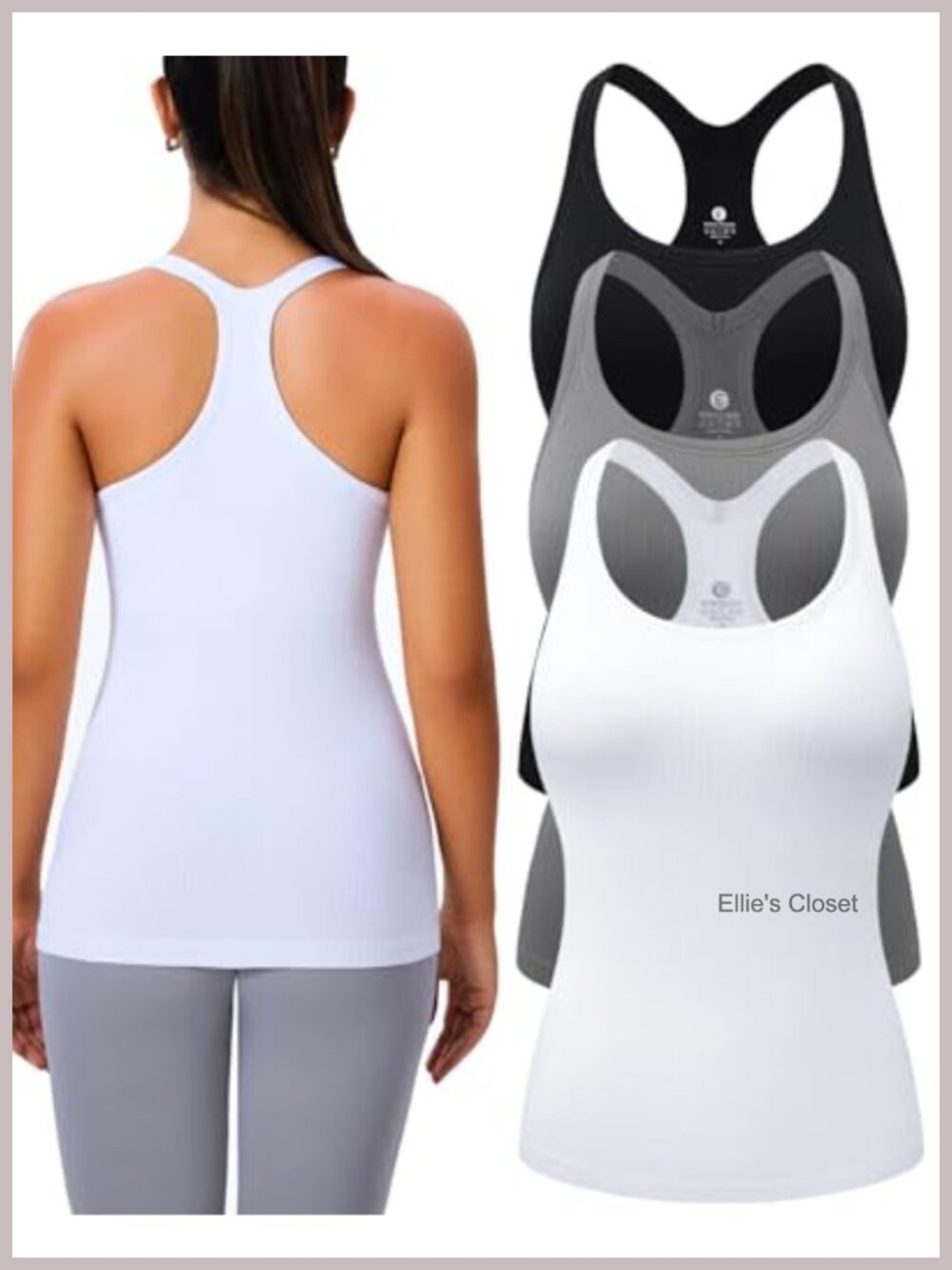 Women's Built-in Bra Racerback Tank Top with Removable Pads, Nylon